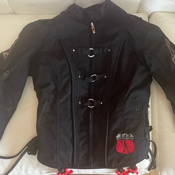 POWER TRIP MOTORCYCLE JACKET WITH AMOR BACK , ELBOW, SHOULDER PADDED PROTECTION - Picture 2 of 8
